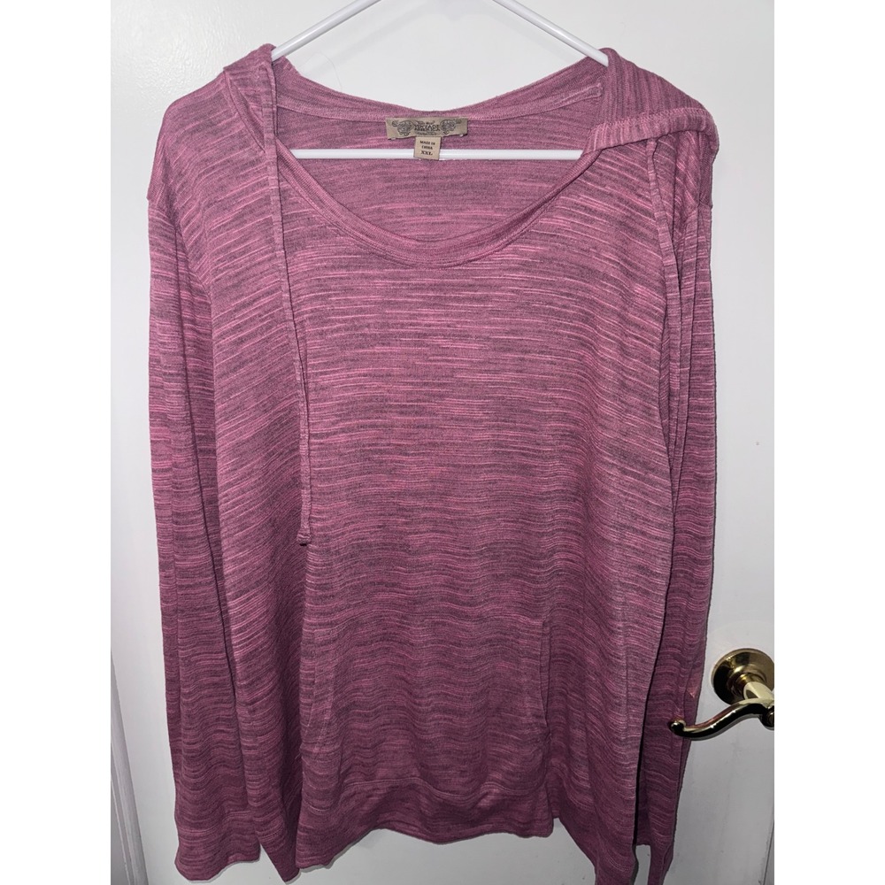 Nine West Vintage America Collection Pink Space Dye Hoodie XXL Pullover Top